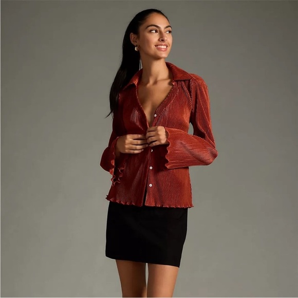 Anthropologie DOLAN lettuce-hem button down top- Medium - Picture 3 of 15